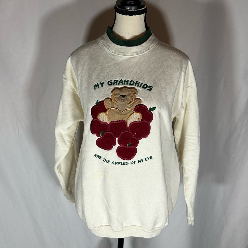 M & C Energy Sportswear • Grandkids Apple Of My Eye Sweater Grannycore Size PL